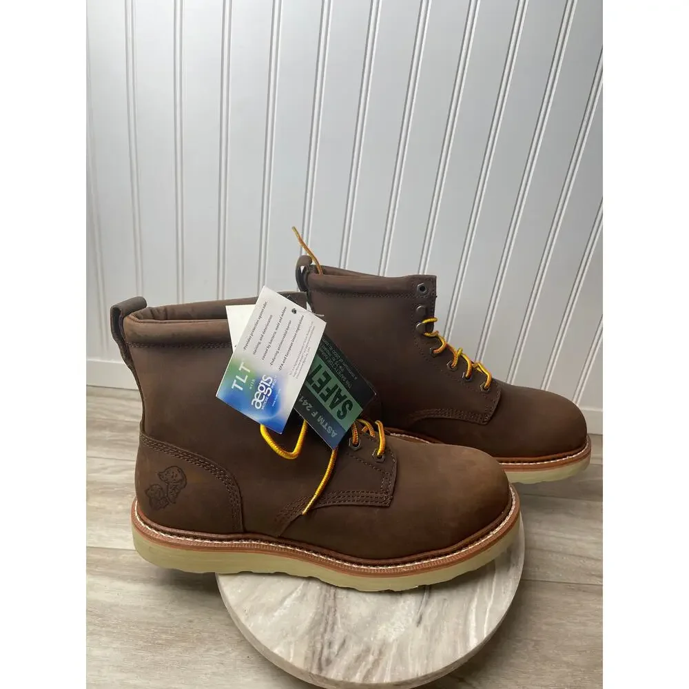 Boots Work Steel Toe M SZ 12W Golden Retriever 2952 Buffalo Leather Brown New